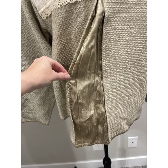 Vintage Think Positive Embellished Tapestry Lace Woven Oversized Jacket Sz Small - Picture 9 of 15